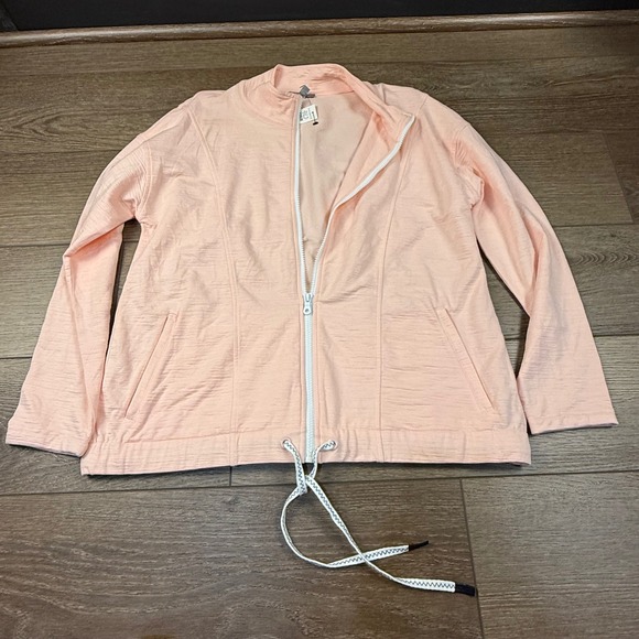 T by Talbots Women's Cozy Crush Drawstring Waist Jacket NWT Large UPF 50+ Zip - Picture 4 of 12